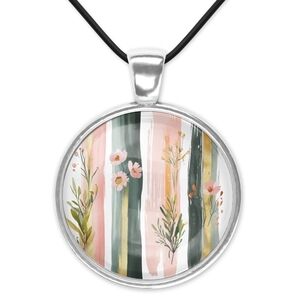 Floral Pendant Necklace with Black Cord